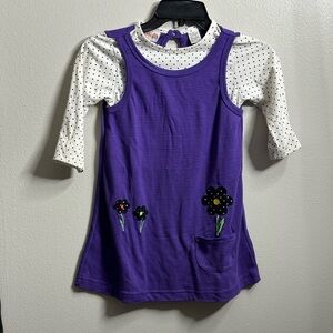 Girls Shirt Dress Polka‎ Dot Purple size 5-6